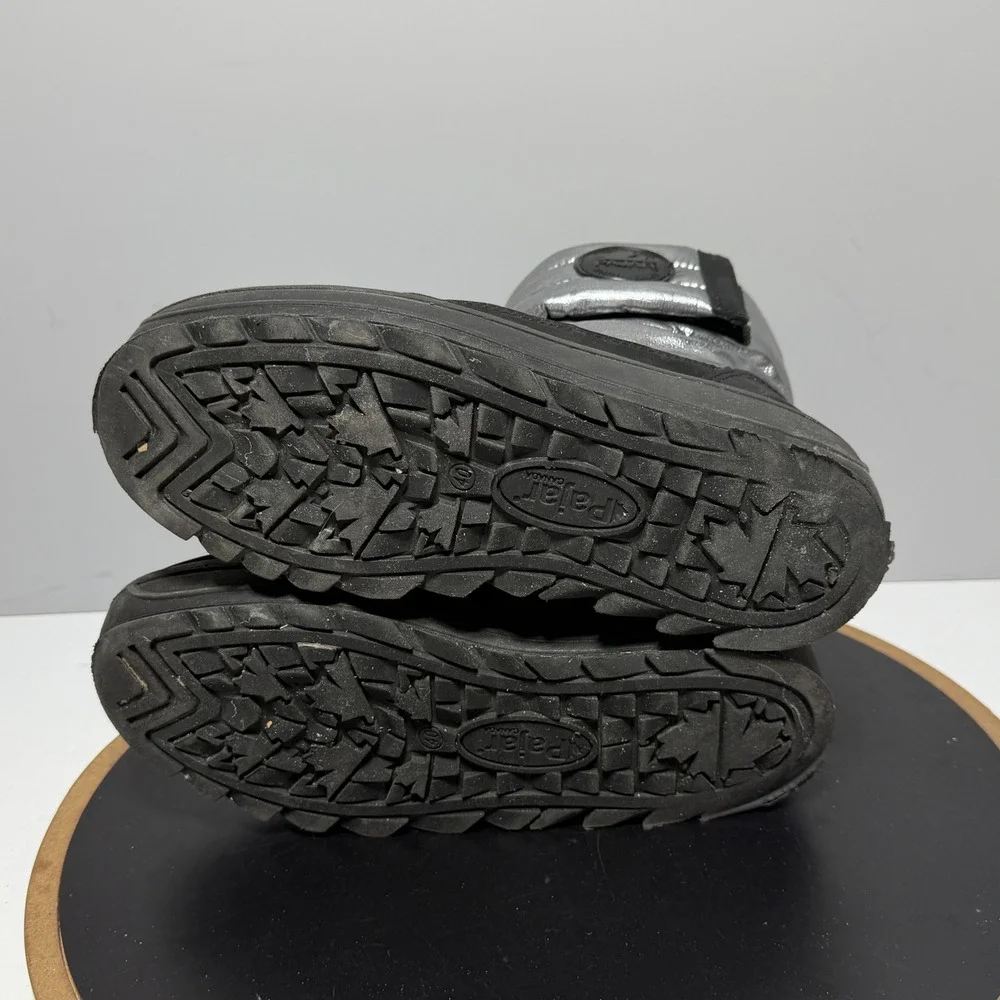 Pajar Metallic Puffer Snow Boots Women Size 9.5 Winter Zip Silver Black Gorpcore